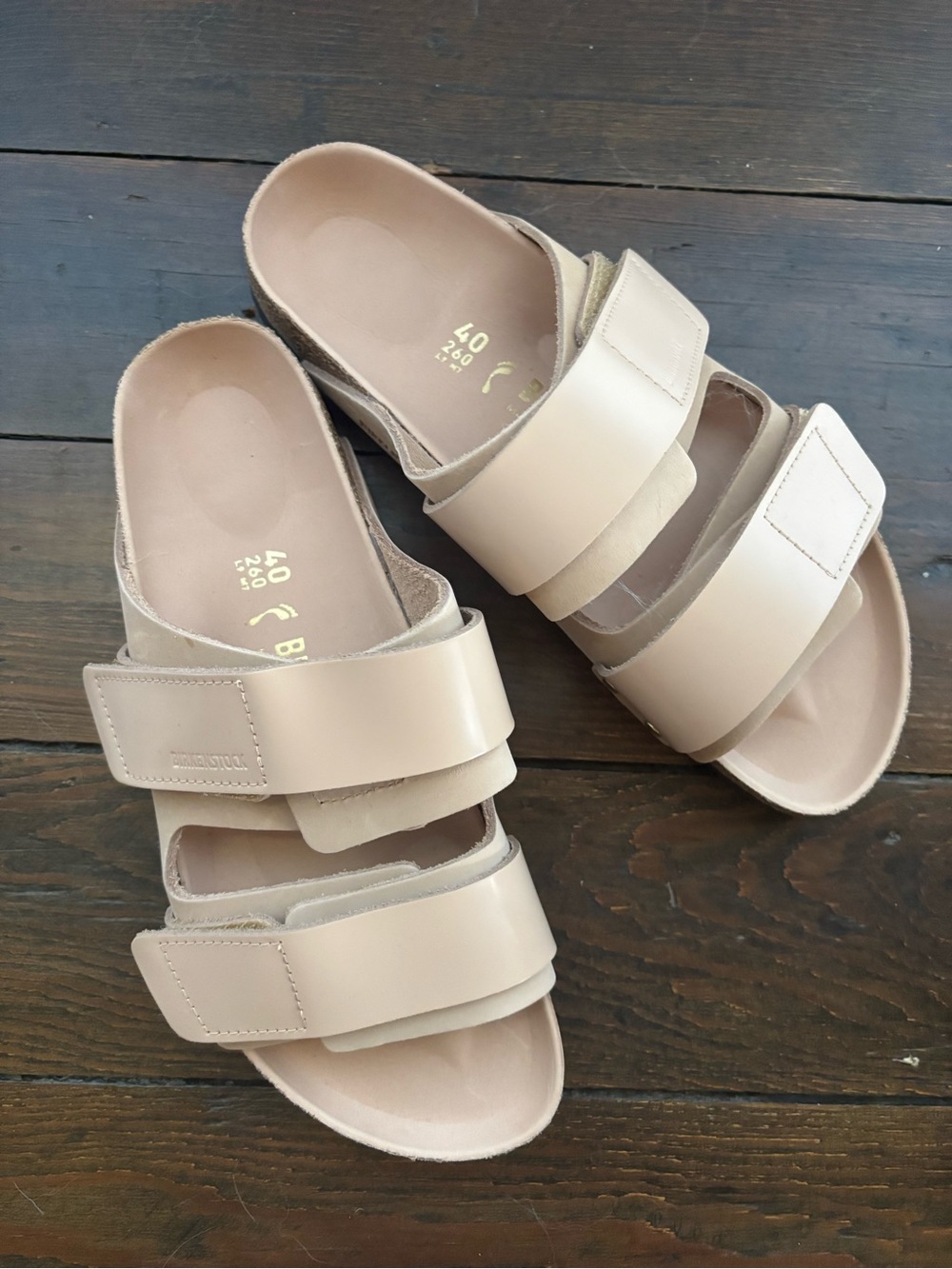 Birkenstock Women’s Beige Triple Strap Slide Sandals